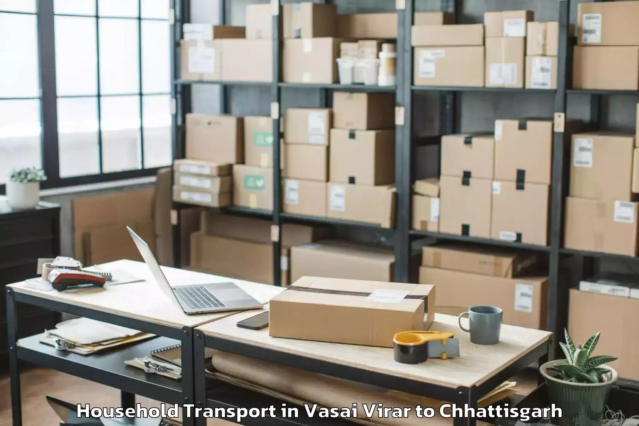 Book Vasai Virar to Mungeli Household Transport Online